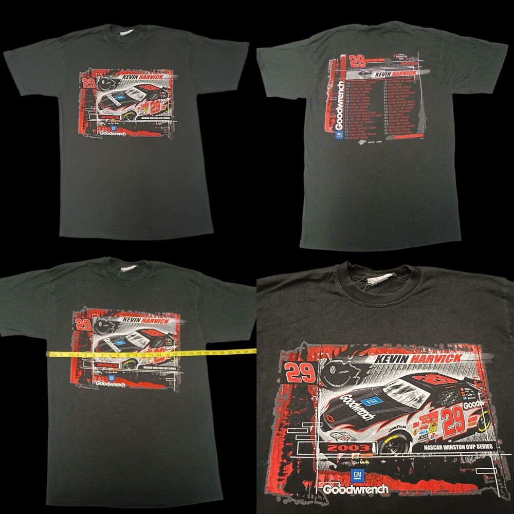 2003 KEVIN HARVICK #29 T-Shirt Black Size XXL NASCAR Cotton Vintage Goodwrench